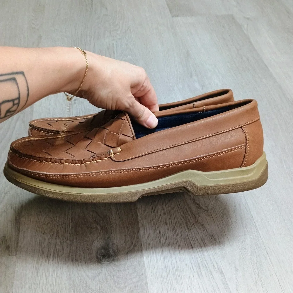 Freeman Brown Woven Loafer Leather Port 4994 Rubber Sole Size 10